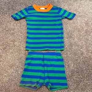 Hanna Andersson 4T (100cm) blue/green stripe 2 piece pjs